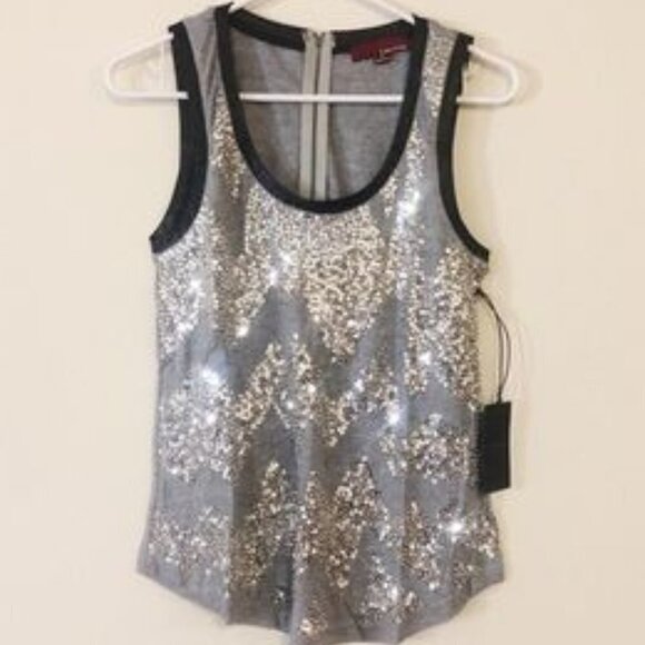 Line & Dot REVOLVE Sequin Vegan Leather Tank Top S - Picture 1 of 8